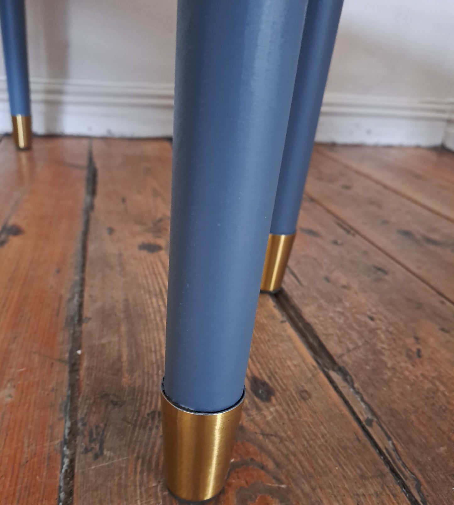 Gold Caped Blue Retro Bench
