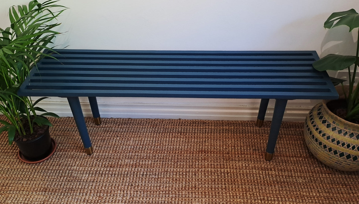 Gold Caped Blue Retro Bench