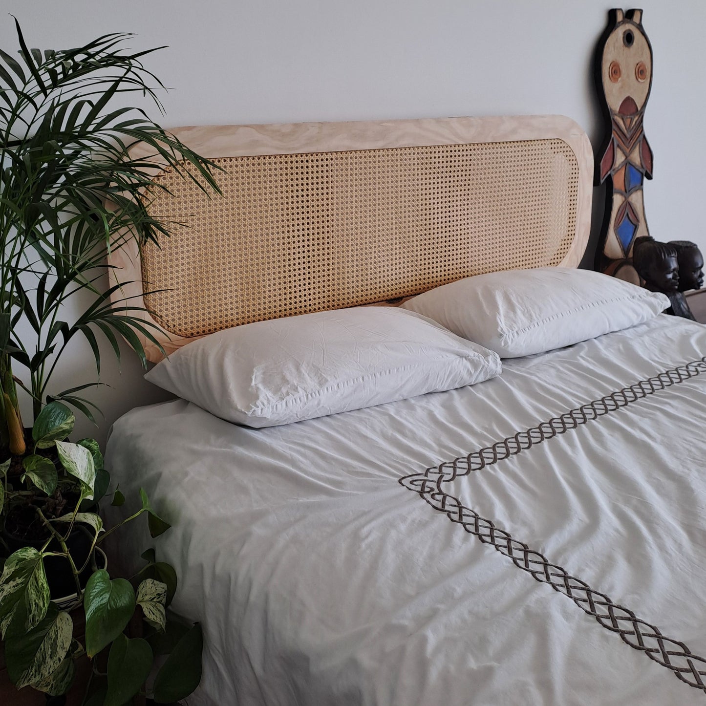 Rounded Natural Rattan Headboard