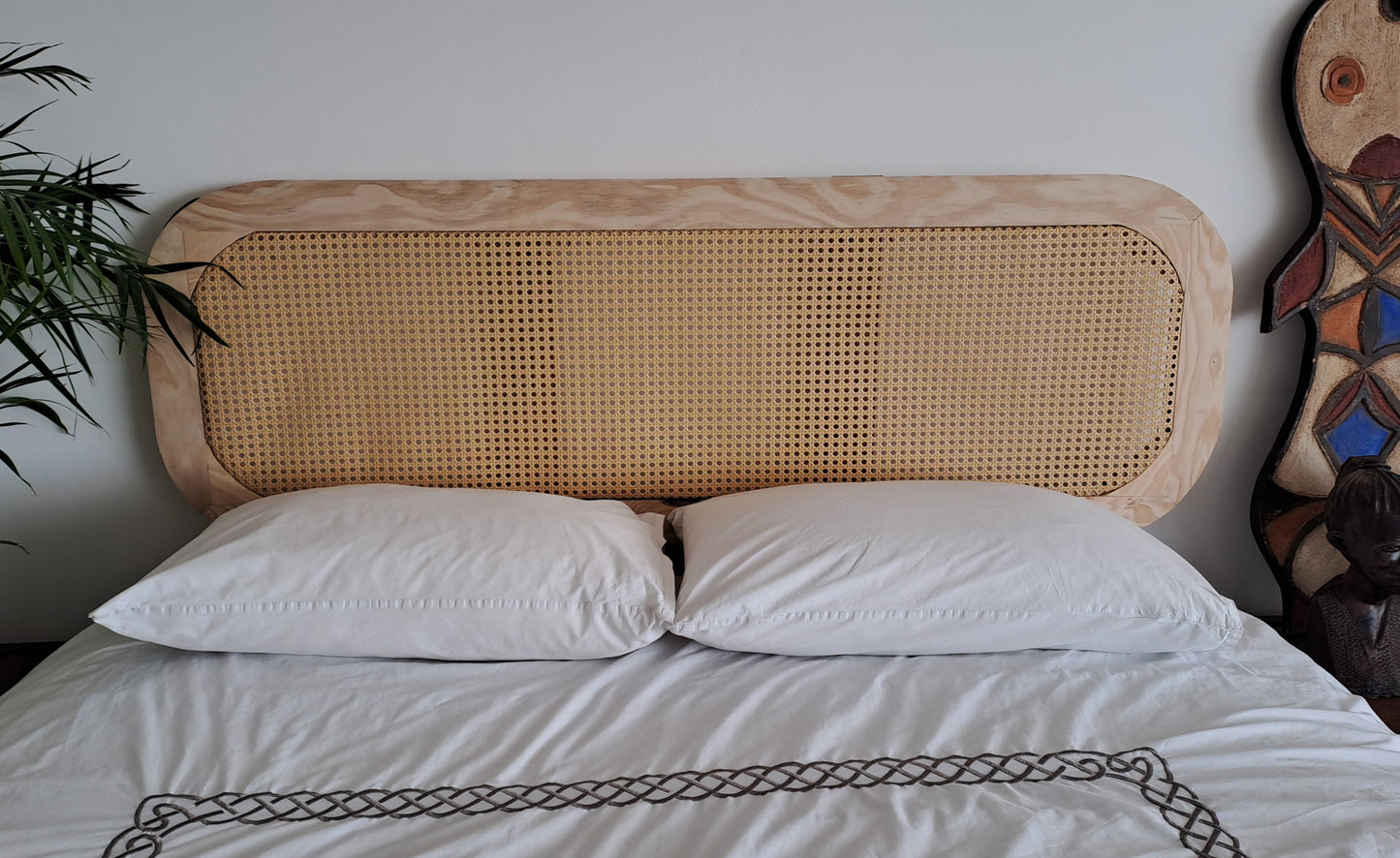 Rounded Natural Rattan Headboard