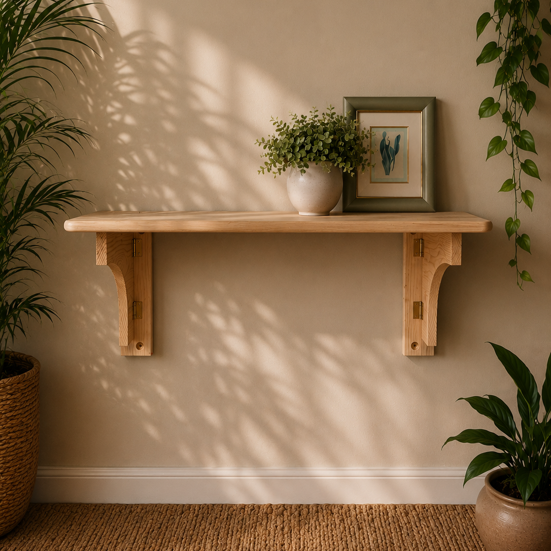 Natural Wood Floating Drop Desk