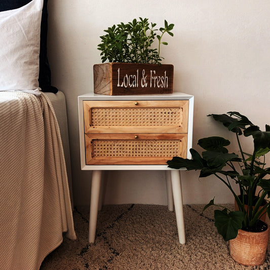 White Rattan Retro Pedestal