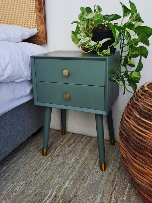 Gold Capped Soft Green Retro Pedestal