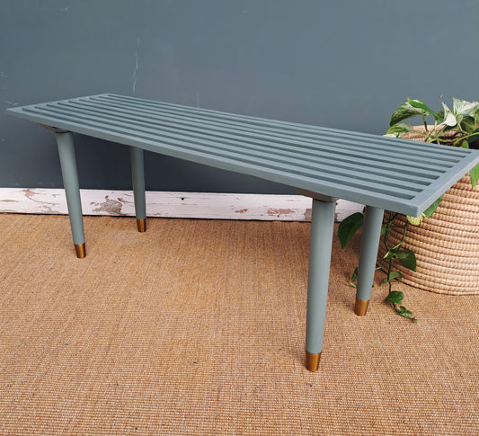 Gold Capped Green Retro Bench