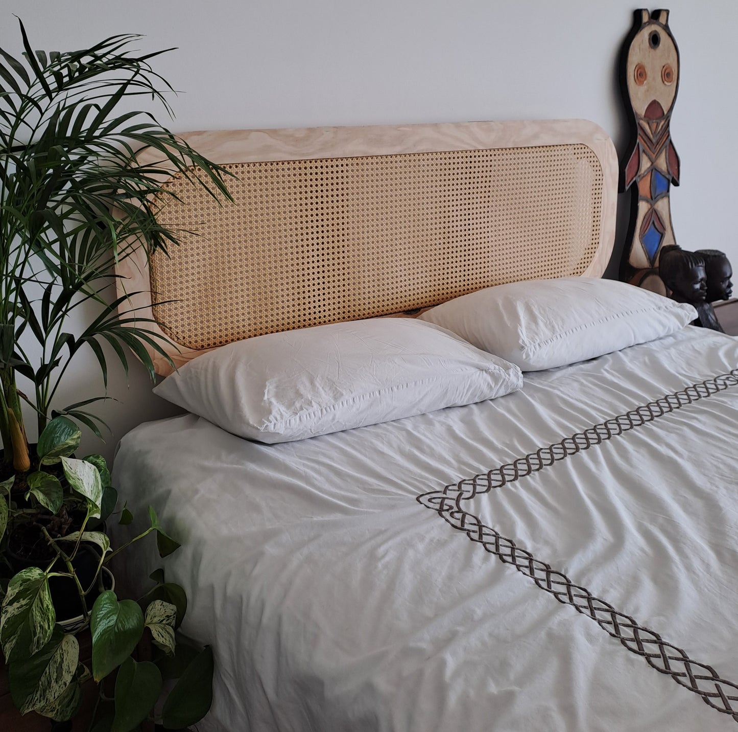 Rounded Natural Rattan Headboard