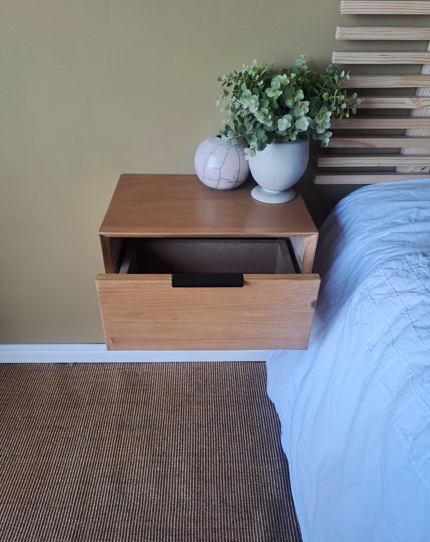 Natural Light Wood Floating Pedestal