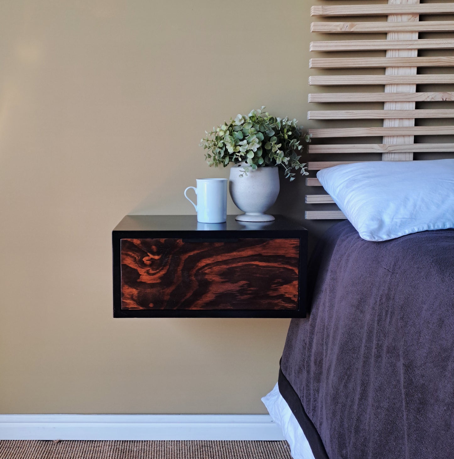 Natural Wood Grain Pattern Floating Pedestal