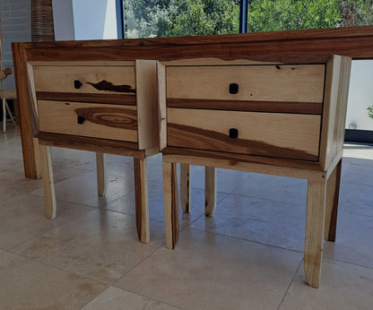Bespoke Pair of Solid Blackwood 2 x Drawer Pedestals