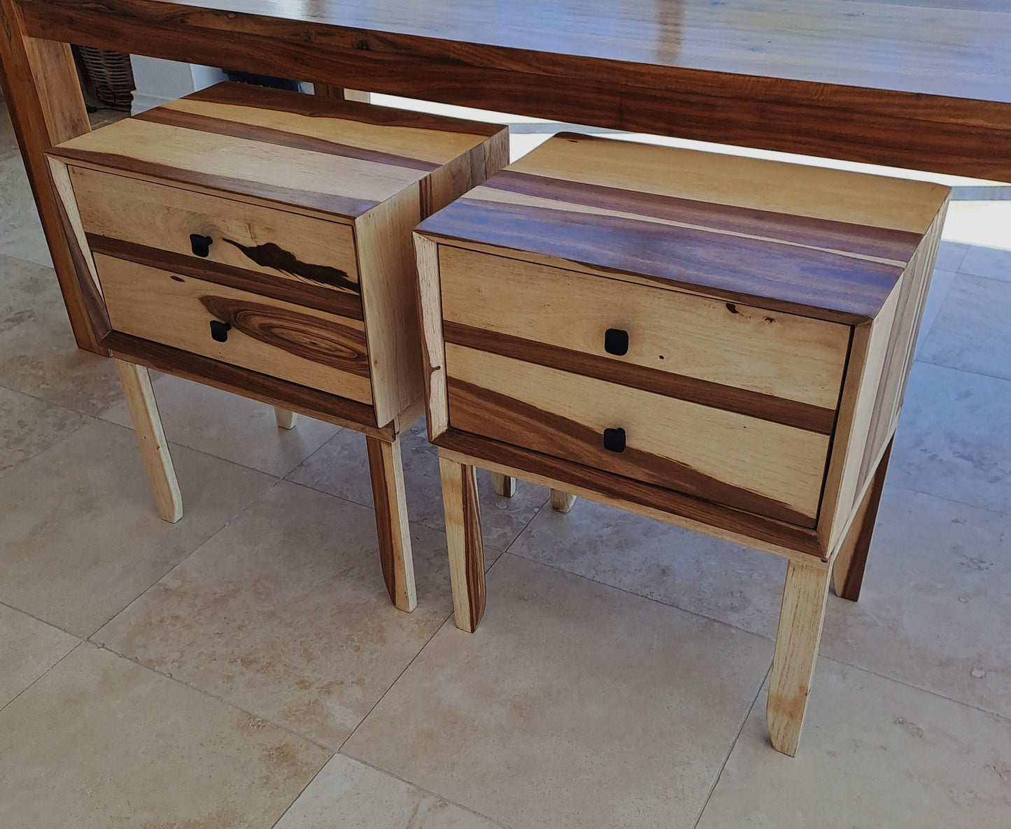 Bespoke Pair of Solid Blackwood 2 x Drawer Pedestals