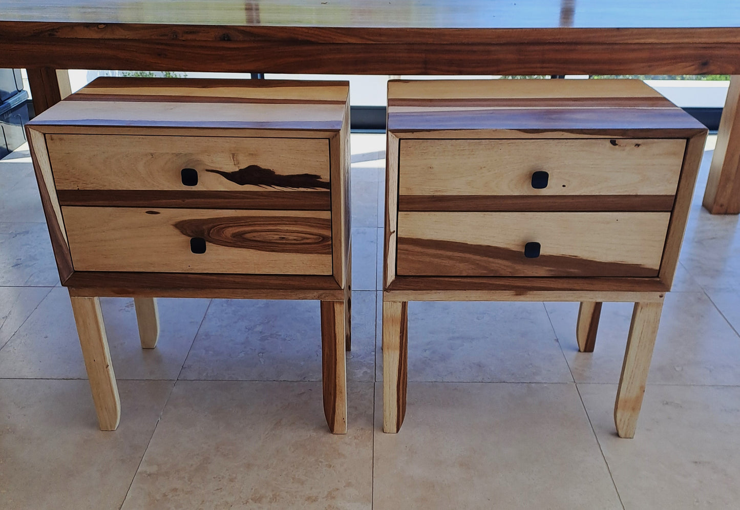 Bespoke Pair of Solid Blackwood 2 x Drawer Pedestals
