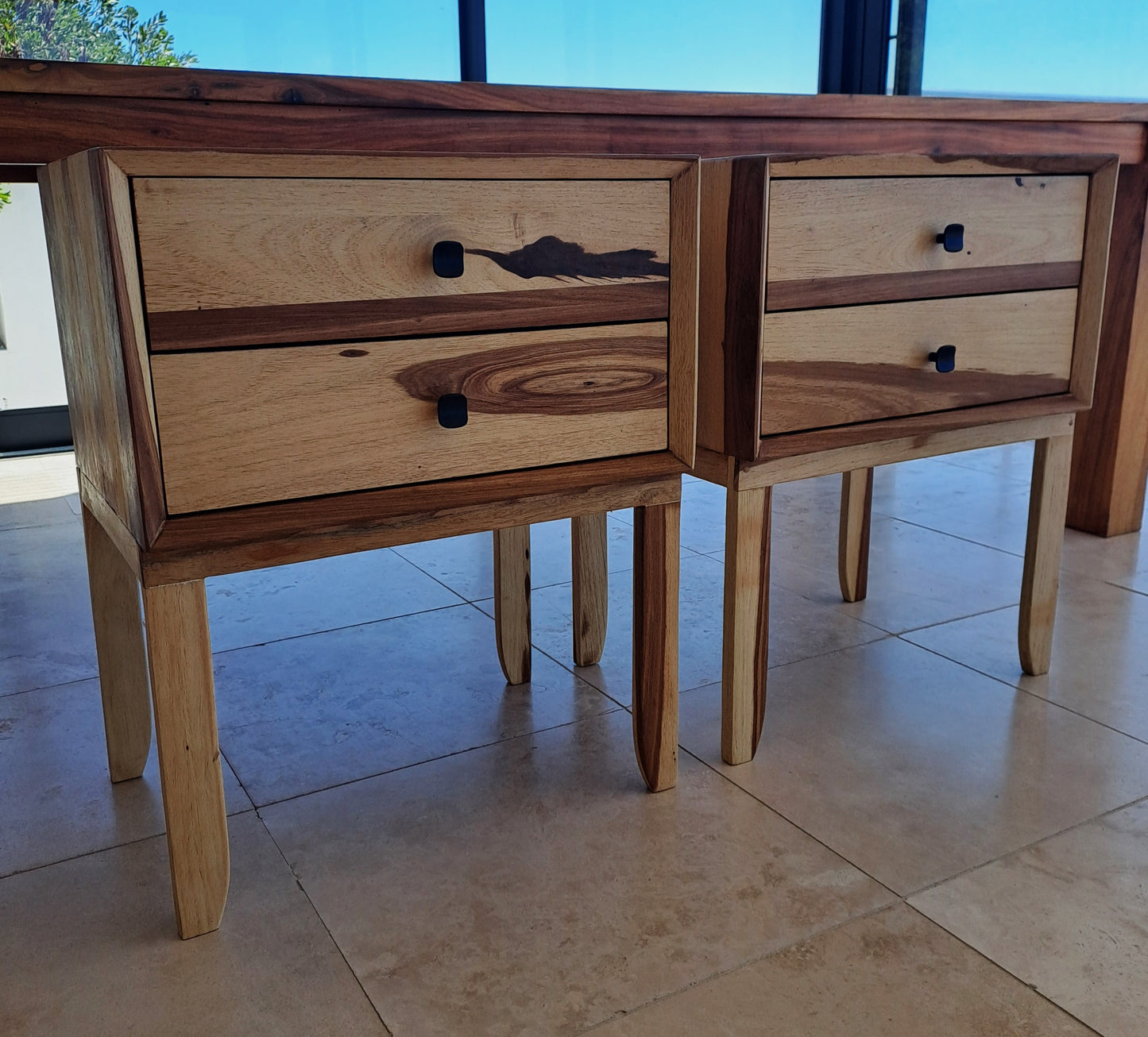 Bespoke Pair of Solid Blackwood 2 x Drawer Pedestals