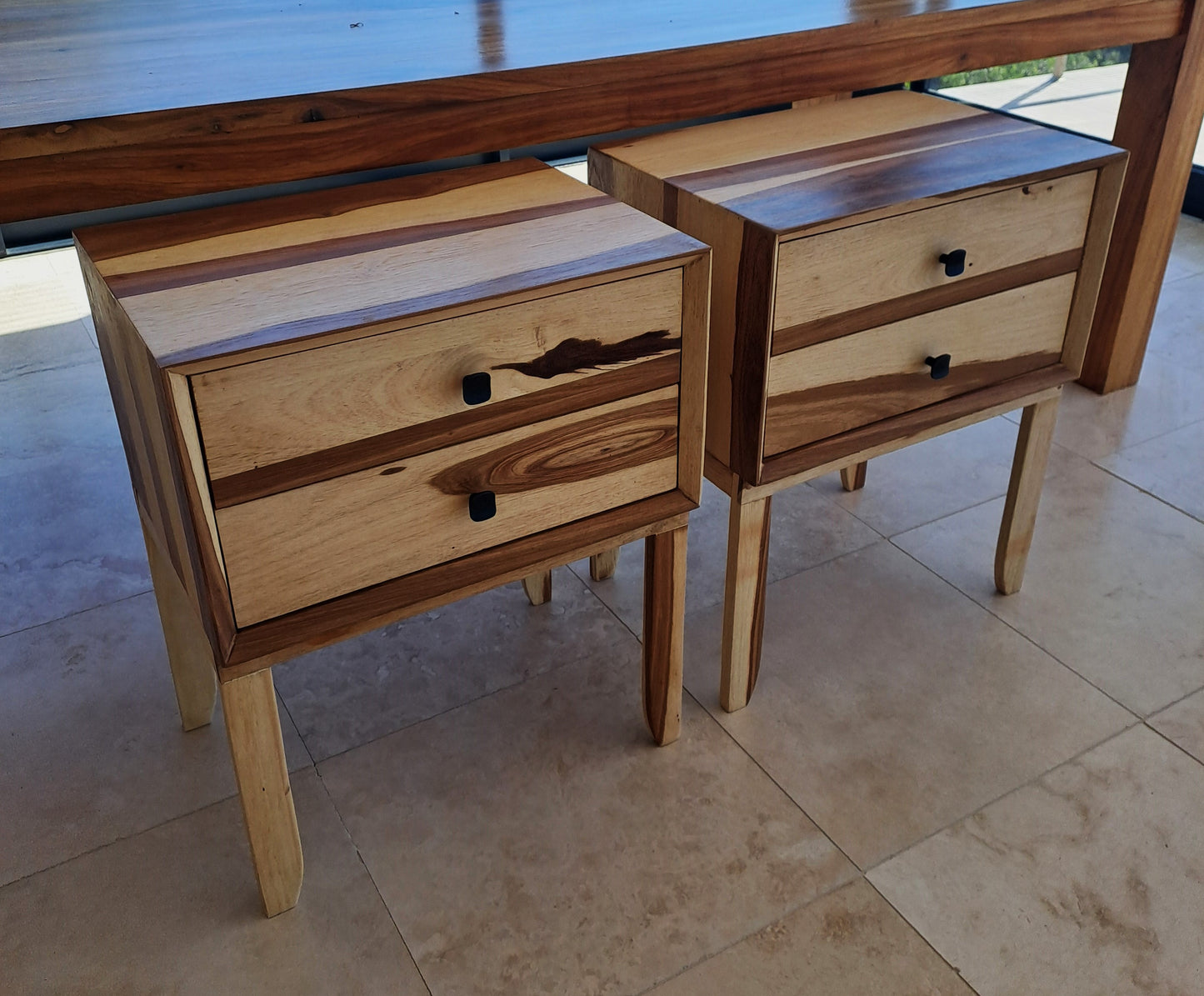 Bespoke Pair of Solid Blackwood 2 x Drawer Pedestals