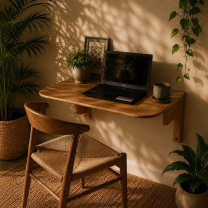 Natural Wood Floating Drop Desk
