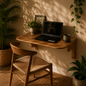 Natural Wood Floating Drop Desk