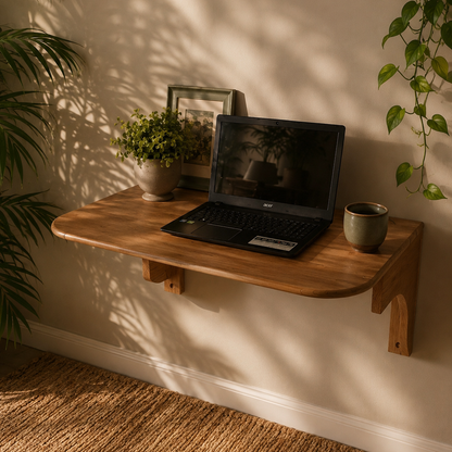 Natural Wood Floating Drop Desk