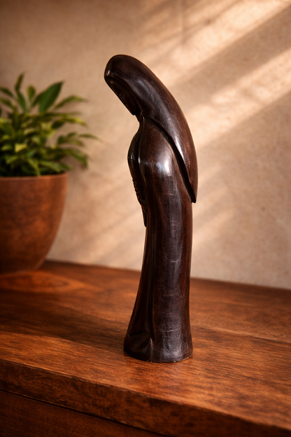 Hand-Carved Ebony Madonna Figure
