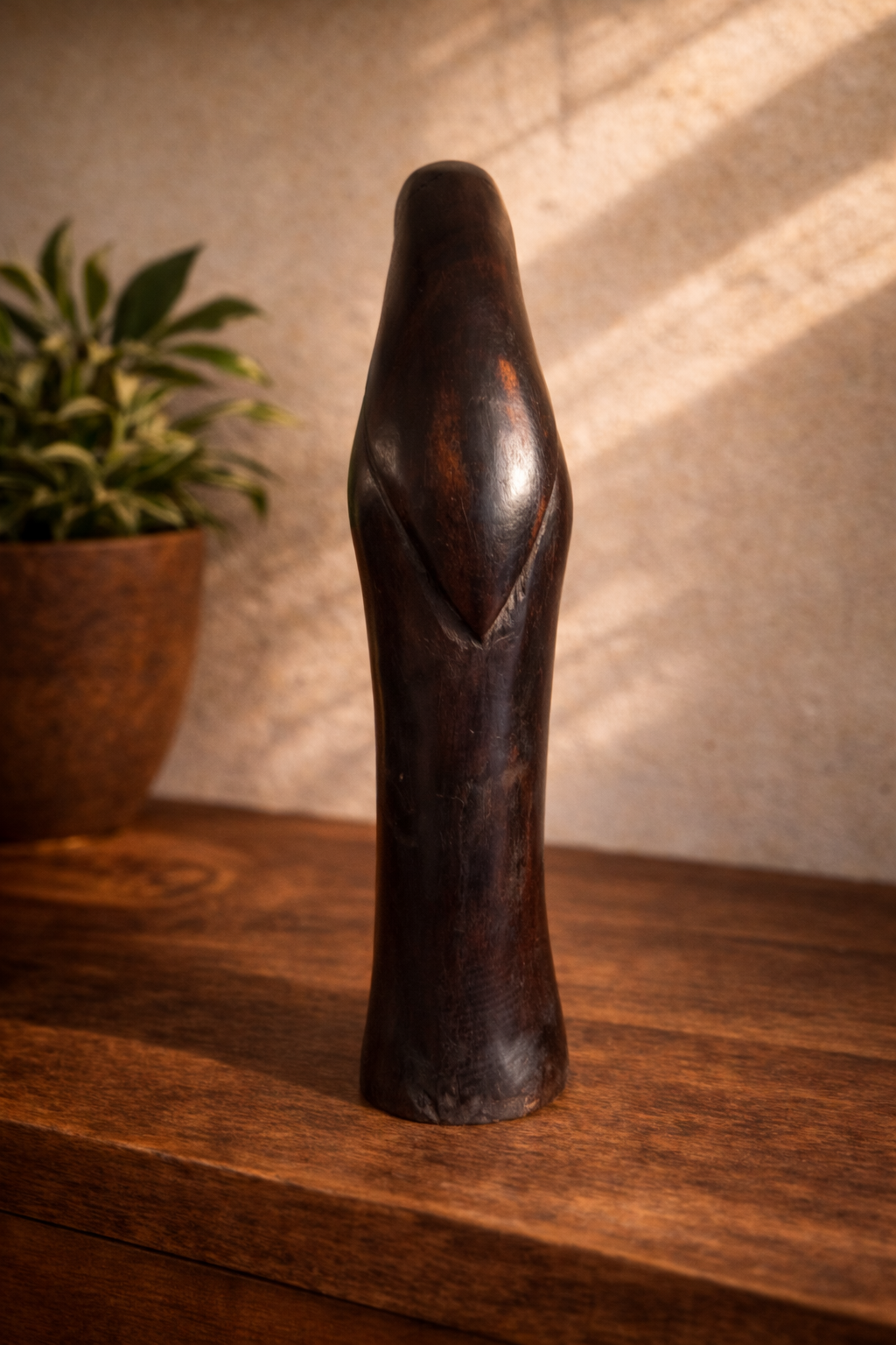 Hand-Carved Ebony Madonna Figure
