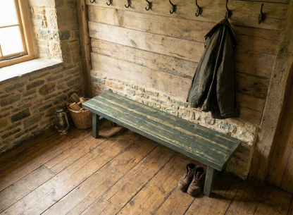 Green Rustic Benches