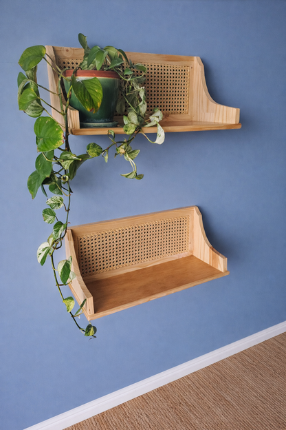 Rattan Woven Floating Shelf