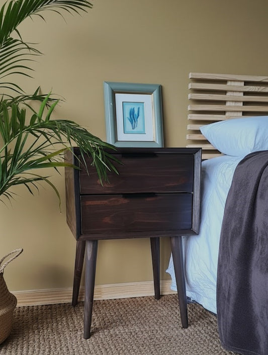 Natural Dark Wood Retro Pedestal